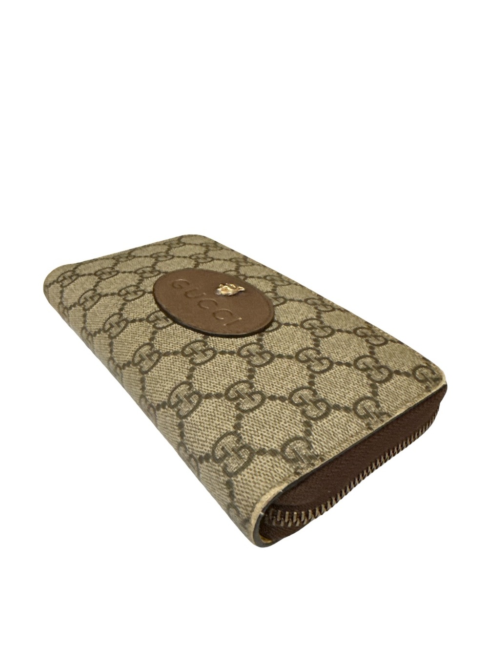 Gucci Beige Brown GG Supreme Zip-Around Wallet with Gold Accent Coated Canvas - Picture 9 of 15